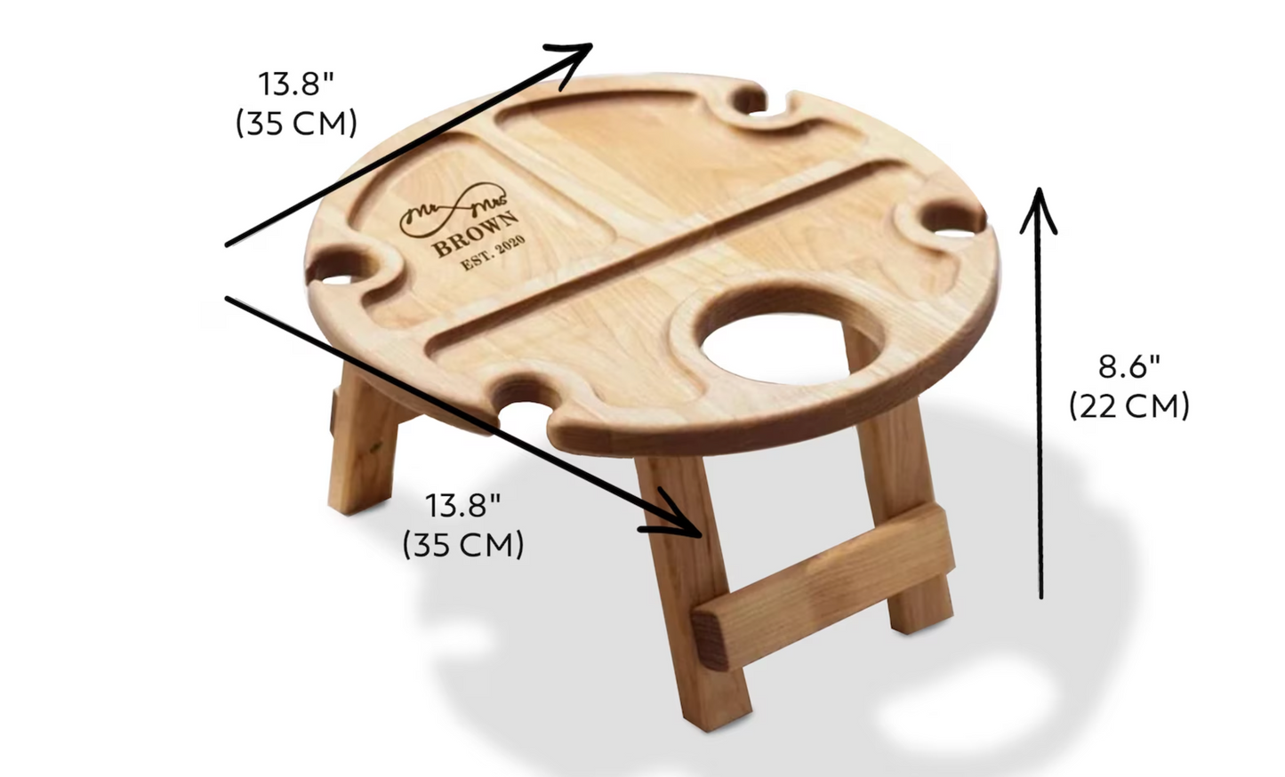 Wooden folding wine picnic table, Patio furniture portable, Wine caddy