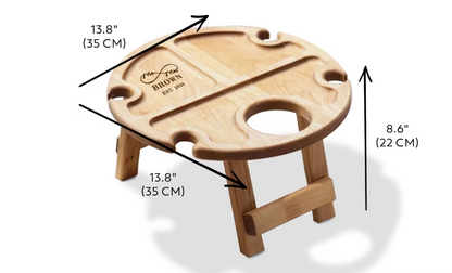 Wooden folding wine picnic table, Patio furniture portable, Wine caddy